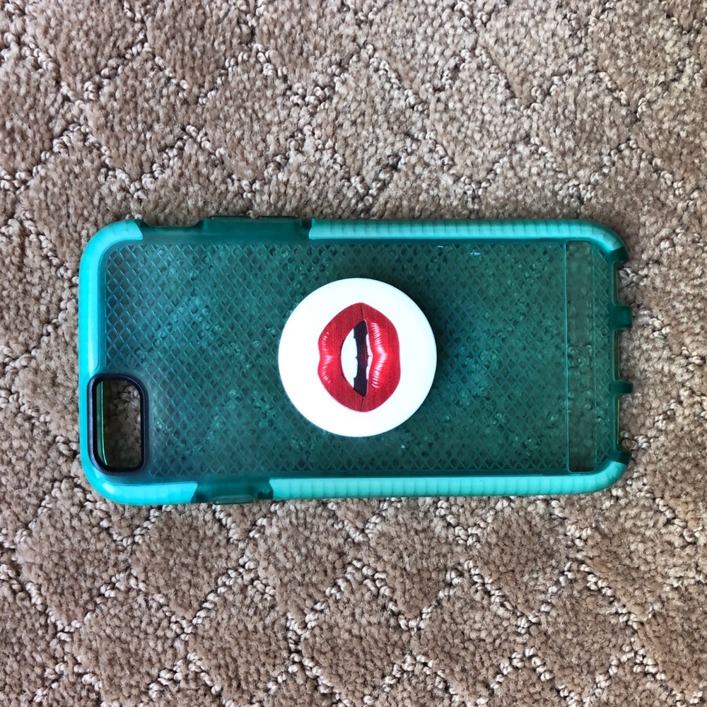 teal tech 21 iphone 6/6s case with pop socket